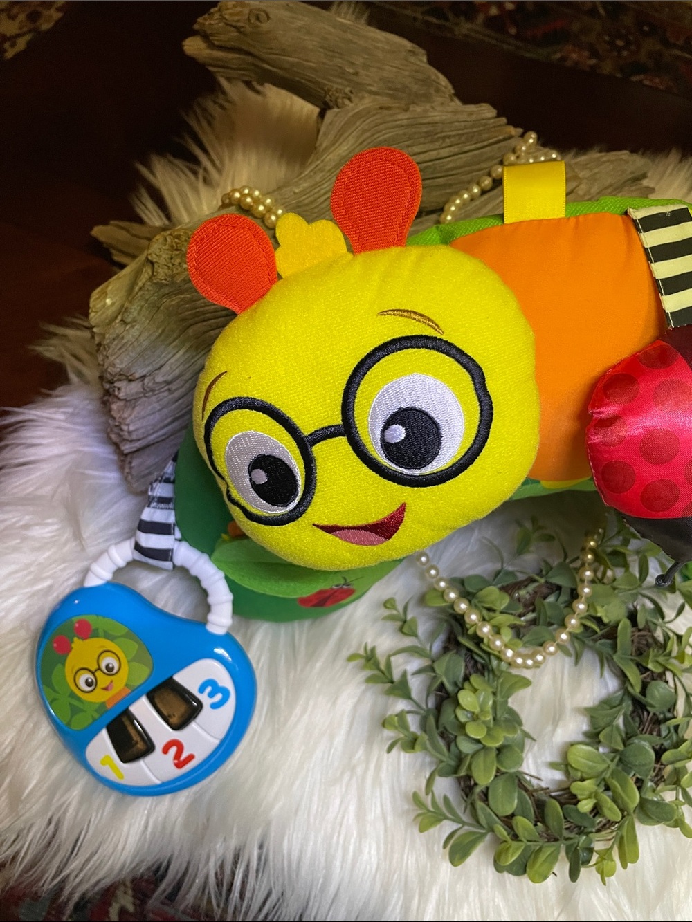 🧸Plush Yellow Caterpillar Activity Toy with Rattles🧸